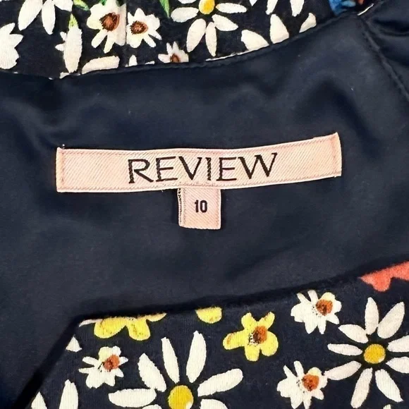 Review floral dress navy blue rainbow flowers floral feminine ladies size 10 - Picture 3 of 5